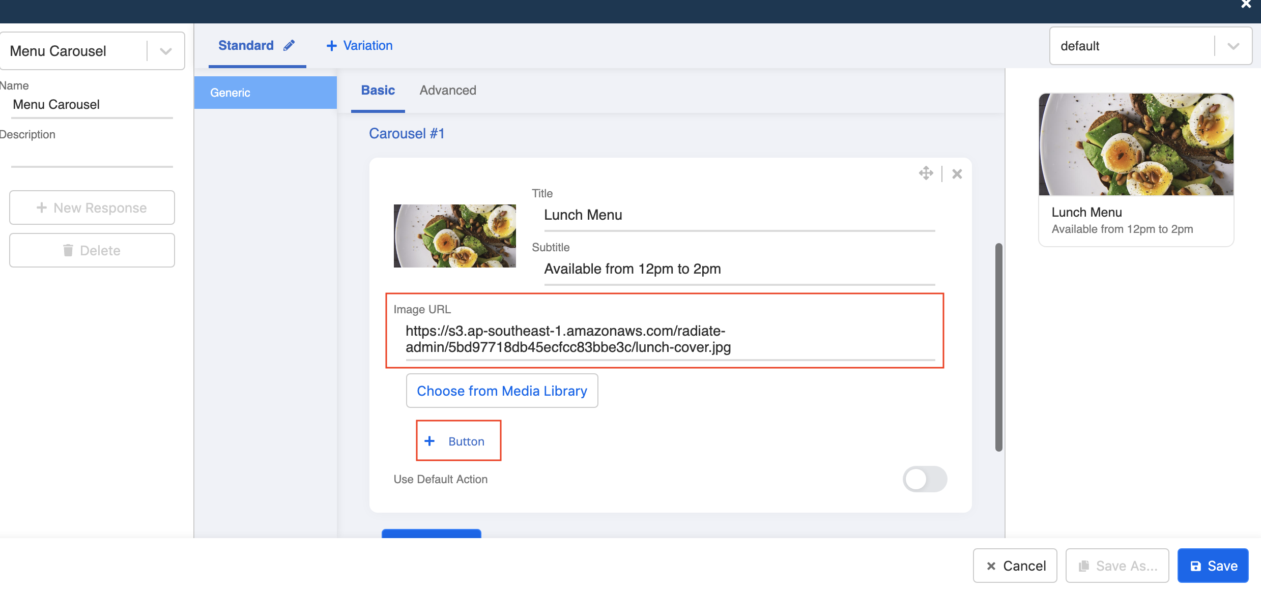 Successfully added lunch cove